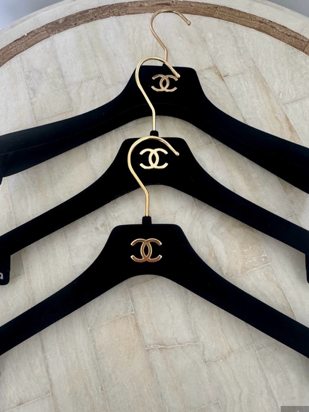 CHANEL Black Velvet Hangers with Gold CC Accents - Picture 2 of 4